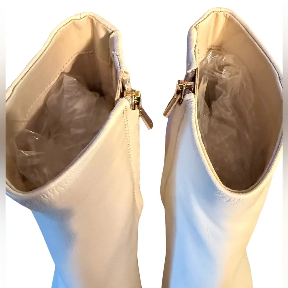 Sam Edelman NWT Sz 6.5 Sleek Codie Leather Ivory Block Heel Ankle Boots (SH170) - Picture 6 of 11